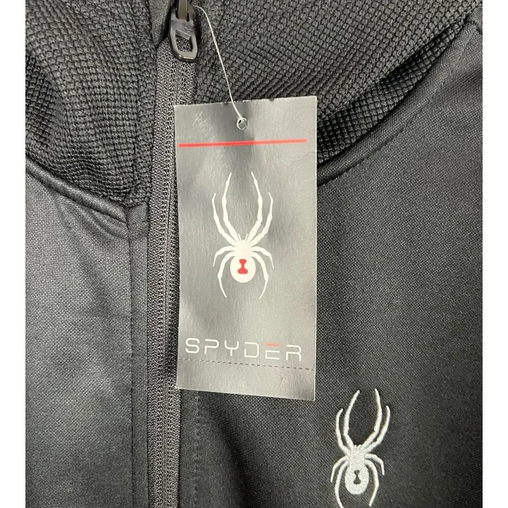 Spyder Mens Pullover Hoodie Medium NWT Black Blue Performance Jacket New $129